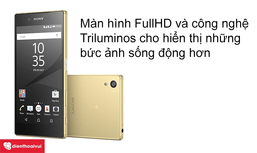 Xperia Z5 sở hữu m&agrave;n h&igrave;nh 5.2 inch FullHD với c&ocirc;ng nghệ Triluminos