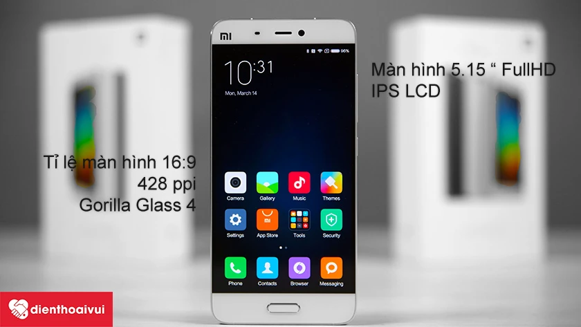 Xiaomi Mi 5 m&agrave;n h&igrave;nh 5.15 inch hiển thị đẹp