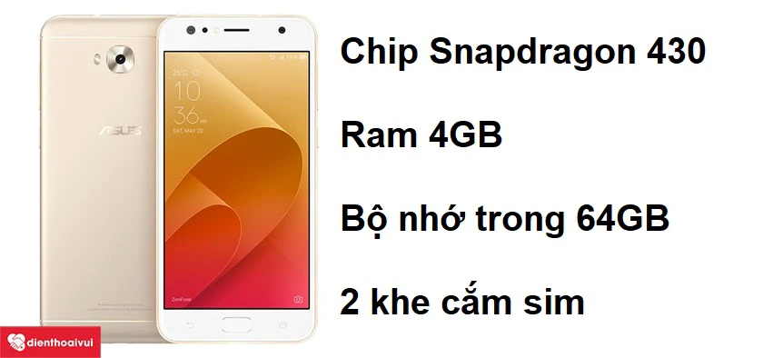Asus Zenfone 4 Selfie hỗ trợ 2 khe cắm sim tốc độ 150Mbps