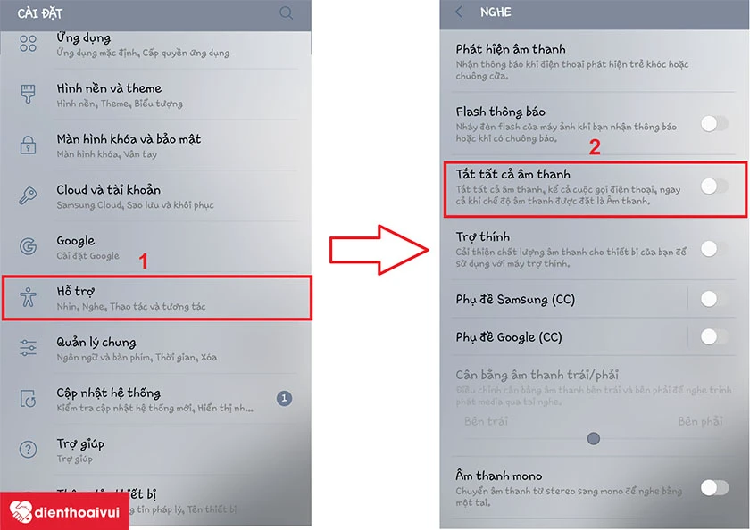 bật tính năng loại bỏ tiếng ồn