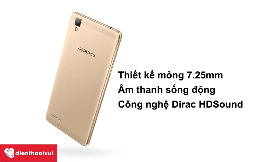 Oppo F1w thiết kế mỏng 7.25mm, công nghệ âm thanh Dirac HD Sound