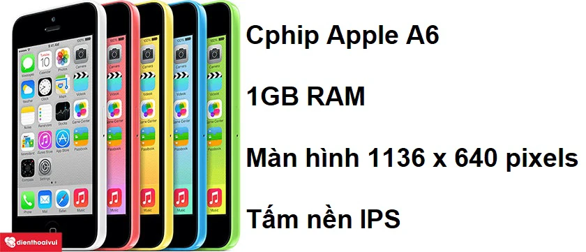 iPhone 5c m&agrave;n h&igrave;nh 4 inch độ ph&acirc;n giải 1.136 x 640 pixel