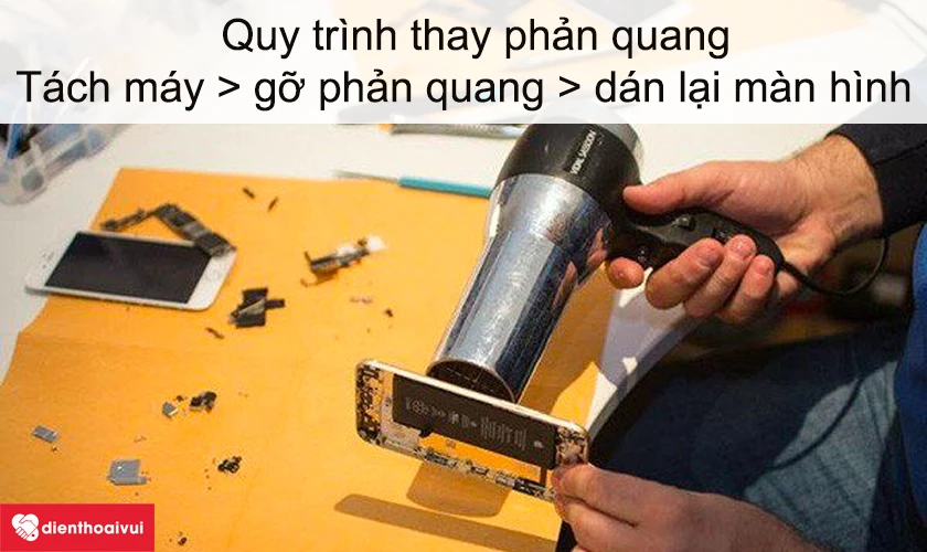 Quy tr&igrave;nh thay phản quang điện thoại iPhone&nbsp;8