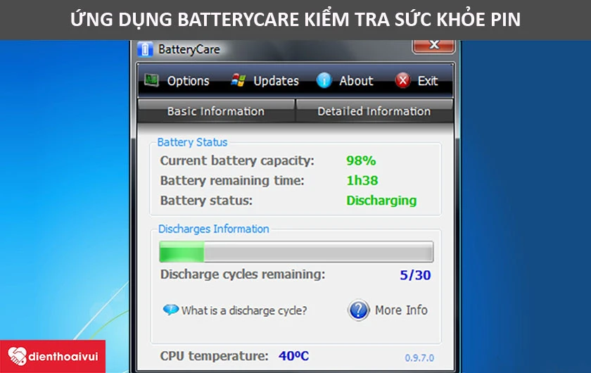 Ứng dụng kiểm tra độ chai pin cho laptop Dell