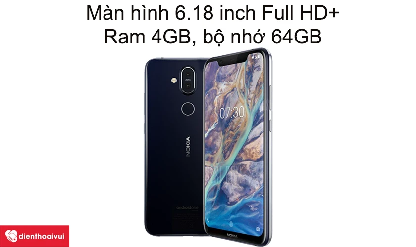 Màn hình 6.18 inch Full HD+, Ram 4GB, bộ nhớ 64GB