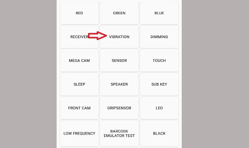 chọn Vibration khi k&iacute;ch v&agrave;o mục&nbsp;Vibration để kiểm tra rung