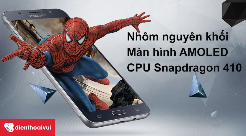Samsung Galaxy J5 2016 khung nh&ocirc;m cứng c&aacute;p, mạnh mẽ với Snapdragon 410