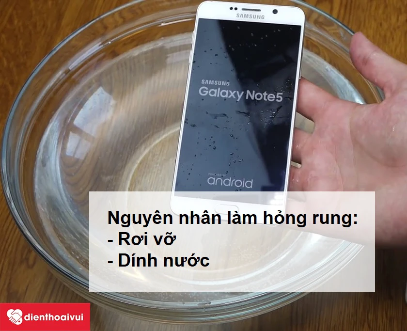 Samsung Galaxy Note 5 hỏng rung do rơi vỡ, d&iacute;nh nước