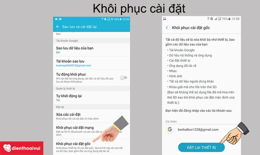 Kh&ocirc;i phục c&agrave;i đặt gốc