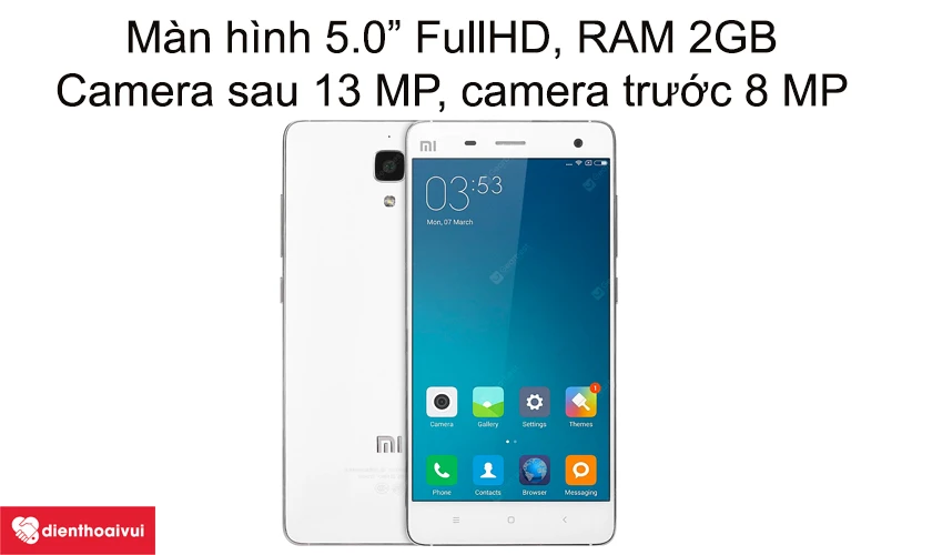 M&agrave;n h&igrave;nh 5.0 FullHD, RAM 2GB, camera sau 13 MP v&agrave; camera trước 8 MP