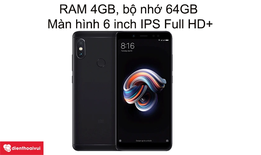 RAM 4GB, bộ nhớ 64GB, m&agrave;n h&igrave;nh 6 inch IPS Full HD+