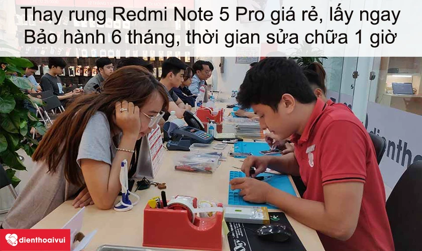 Dịch vụ thay rung Redmi Note 5 Pro gi&aacute; rẻ lấy ngay tại Điện Thoại Vui