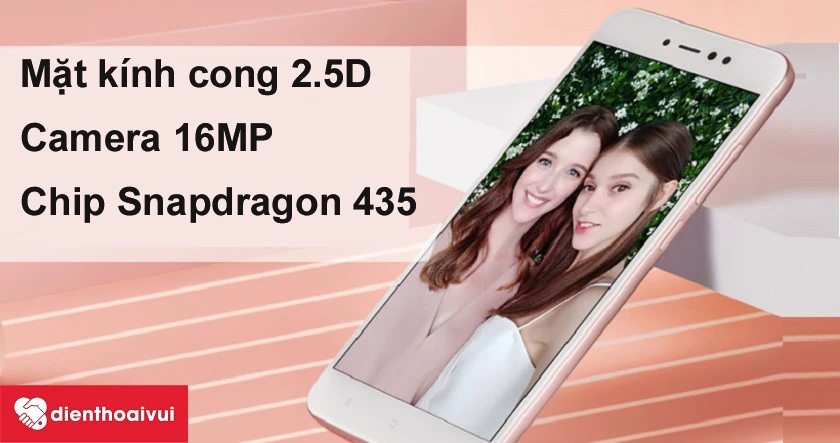 Redmi Note 5A mặt kính cong 2.5D, chip Snapdragon 435 t&ocirc;́c đ&ocirc;̣ xử lý nhanh