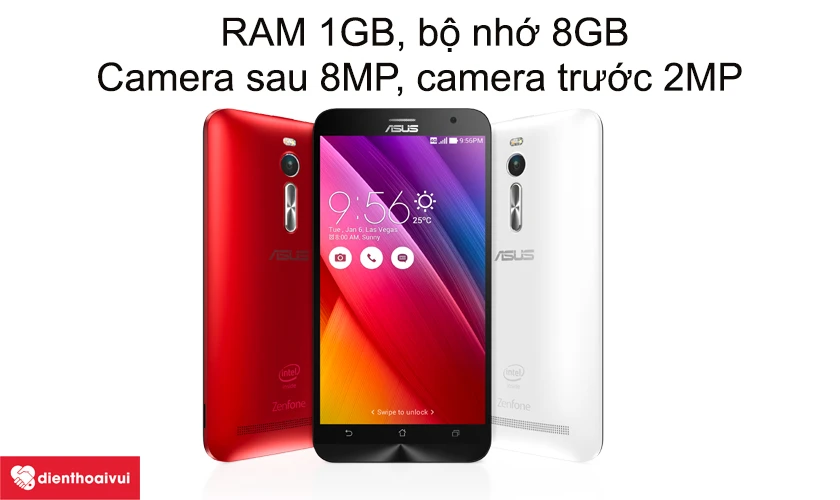 Asus Zenfone 2 GO - RAM 1GB, bộ nhớ 8GB, camera sau 8MP, camera trước 2MP