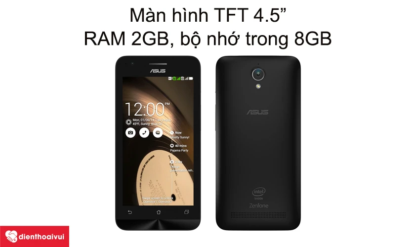 M&agrave;n h&igrave;nh TFT 4.5&rdquo;, RAM 2GB, bộ nhớ trong 8GB