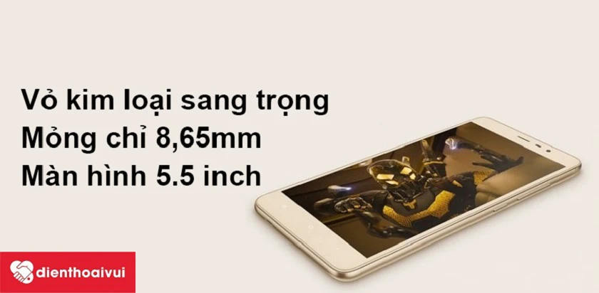 Vỏ kim loại sang trọng, mỏng chỉ 8,65 mm