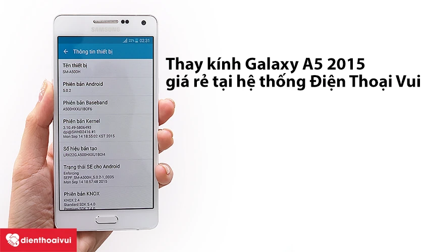 Thay k&iacute;nh Samsung Galaxy A5 2015 gi&aacute; rẻ tại hệ thống Điện Thoại Vui