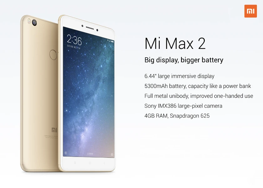 Mi Max 2 được trang bị m&agrave;n h&igrave;nh IPS LCD 6.44 inch độ ph&acirc;n giải FullHD