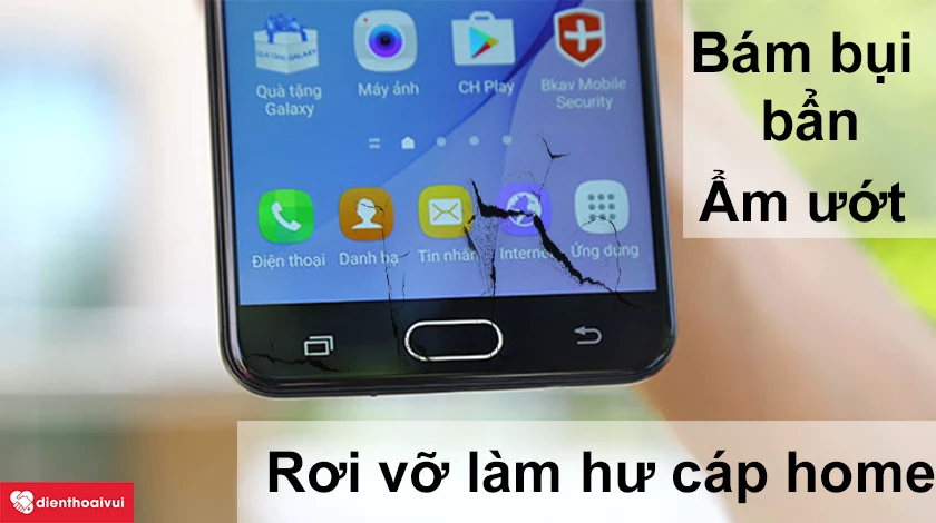 Nguy&ecirc;n nh&acirc;n hư c&aacute;p n&uacute;t home Samsung Galaxy J7 Prime