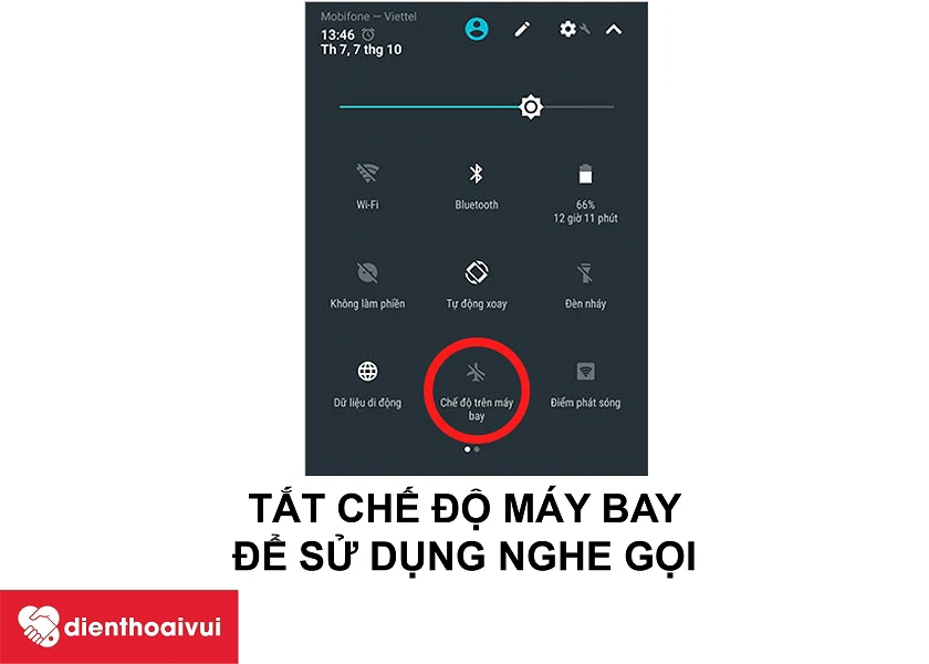 Điện thoại đang ở chế độ m&aacute;y bay