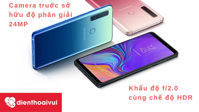 Samsung Galaxy A9 sở hữu camera trước 24MP cùng khẩu độ f/2.0 cho hình ảnh sắc nét