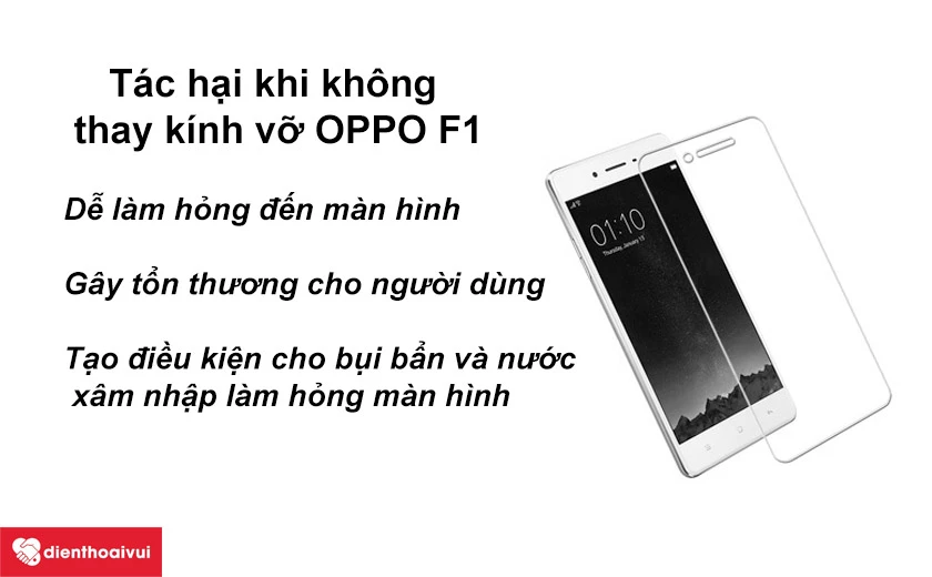 Những t&aacute;c hại khi kh&ocirc;ng thay mặt k&iacute;nh bị hỏng tr&ecirc;n OPPO F1