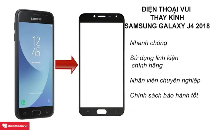Điện Thoại Vui cung cấp dịch vụ thay k&iacute;nh Galaxy J4 2018 tốt nhất