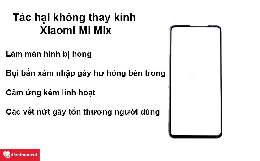 T&aacute;c hại khi kh&ocirc;ng thay k&iacute;nh điện thoại Xiaomi Mi Mix