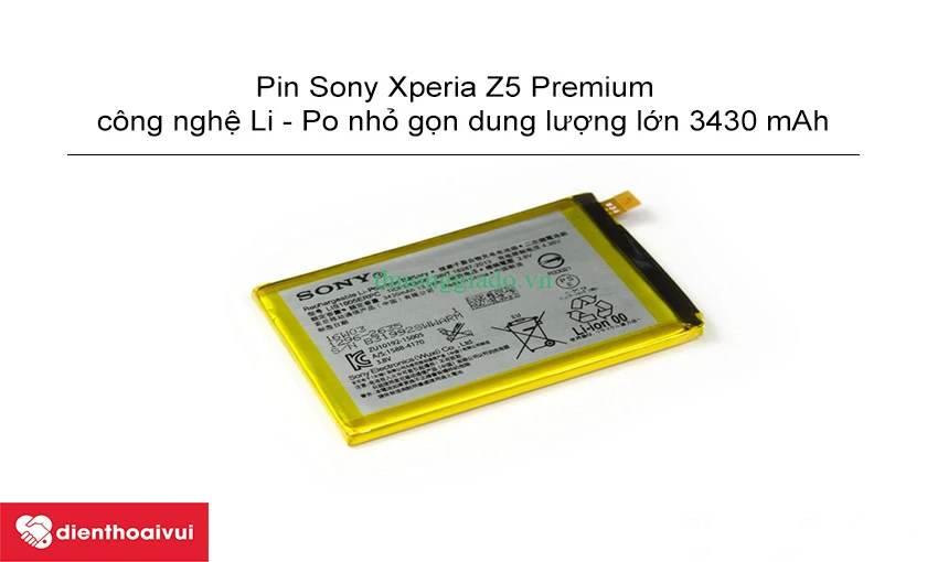 Dung lượng pin khủng của Sony Xperia Z5 Premium