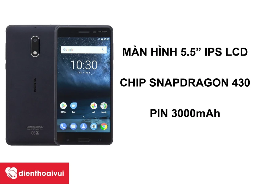 Nokia 6 &ndash;chip Snapdragon 430 v&agrave; android thuần, thiết kế nguy&ecirc;n khối
