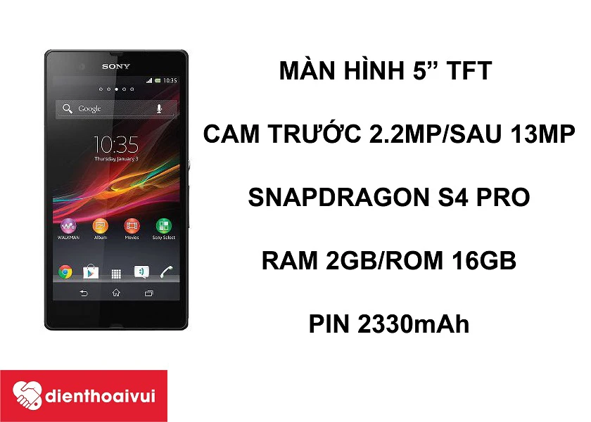 Sony Xperia Z &ndash; Smartphone cao cấp thiết kế chống nước, chip Qualcomm Snapdragon S4 Pro cho hiệu năng cao