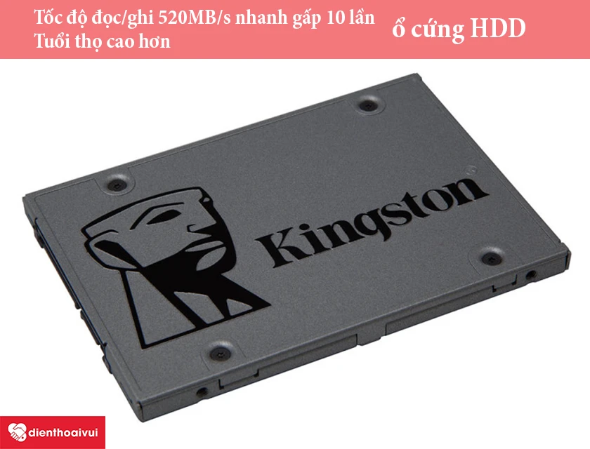 Ổ cứng SSD Kingston UV500 Series c&oacute; tốc độ đọc/ghi l&ecirc;n đến 520MB/s, tương đương nhanh gấp 10 lần so với ổ cứng HDD 7200RPM