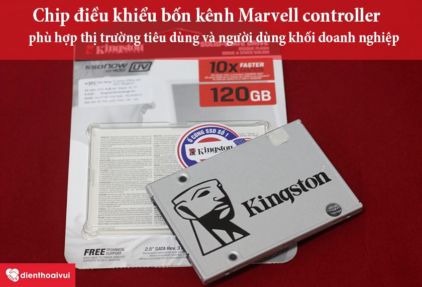 SSD Kingston UV500 Series được trang bị chip điều khiển bốn k&ecirc;nh Marvell controller