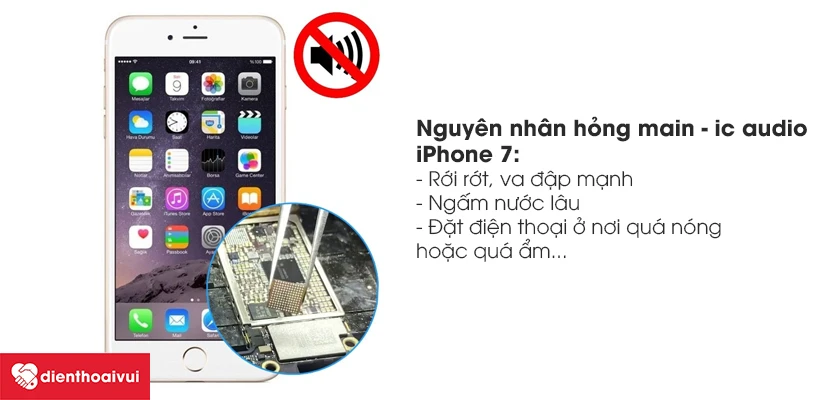 Nguy&ecirc;n nh&acirc;n dẫn đến t&igrave;nh trạng main - ic audio iPhone 7 bị hỏng
