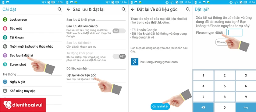 Đặt về dữ liệu gốc
