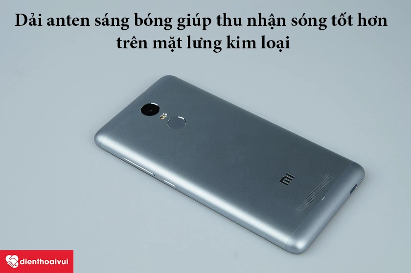 Xiaomi Redmi Note 3 Pro &ndash; Thiết kế dải anten s&aacute;ng b&oacute;ng gi&uacute;p thu nhận s&oacute;ng tốt hơn tr&ecirc;n mặt lưng kim loại