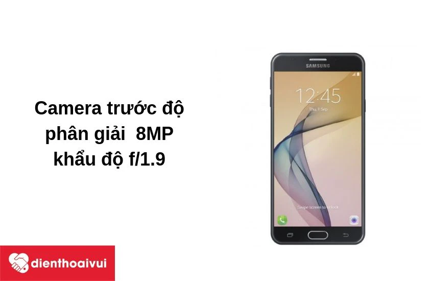 Samsung Galaxy J7 Prime với camera trước độ ph&acirc;n giải&nbsp; 8MP khẩu độ f/1.9&nbsp;&nbsp;