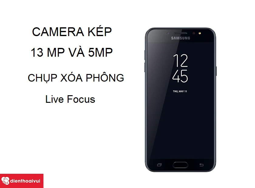 Thay Samsung Galaxy J7 Plus sở hữu cụm camera k&eacute;p 13 MP v&agrave; 5MP&nbsp;