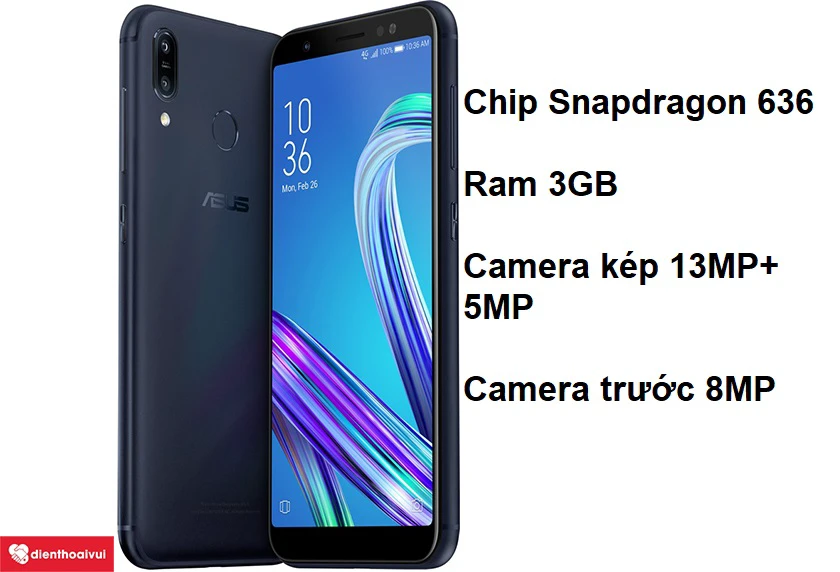 Asus Zenfone Max Pro M1 camera kép xóa phông 13MP+5MP và camera trước 8MP