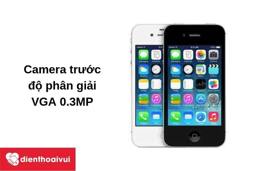 iPhone 4S với camera trước độ ph&acirc;n giải VGA 0.3MP cho bạn chụp h&igrave;nh độ sắc n&eacute;t cao