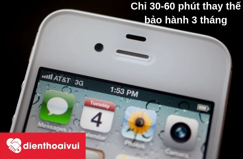 Thời gian bảo h&agrave;nh 3 th&aacute;ng cho việc thay camera trước iPhone 4S
