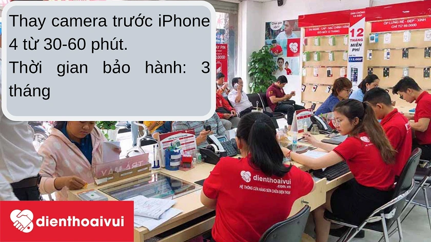 Dịch vụ thay camera trước iPhone 4 uy t&iacute;n, chuy&ecirc;n nghiệp, gi&aacute; rẻ tại hệ thống cửa h&agrave;ng Điện Thoại Vui