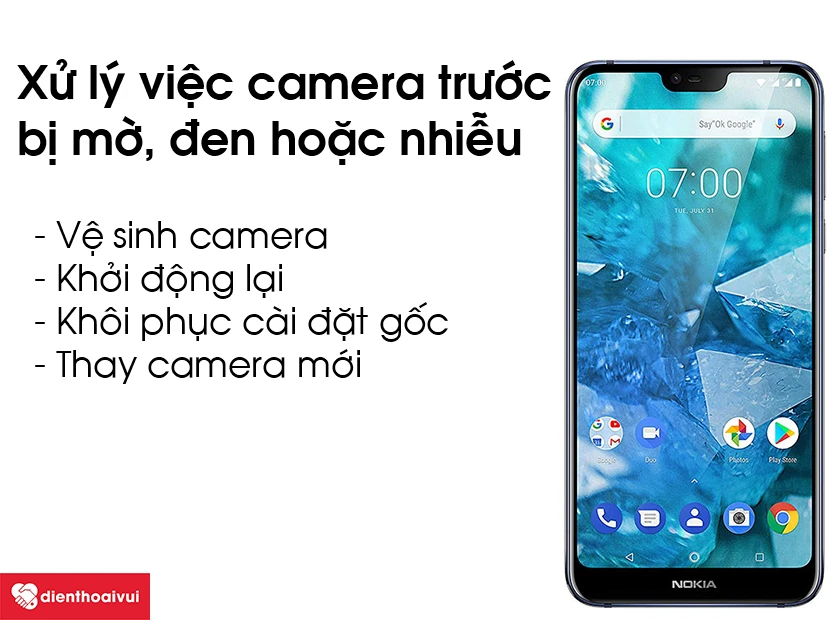 Xử lý việc camera trước bị mờ, đen hoặc nhiễu trên Nokia 7.1 Plus