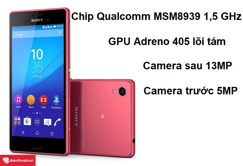 Sony Xperia M4 với camera sau 13MP tự động lấy nét và camera trước 5MP quay video Full HD 1080p