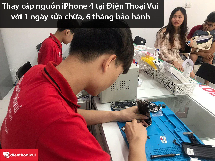 Dịch vụ thay c&aacute;p nguồn iPhone 4 ch&iacute;nh h&atilde;ng, gi&aacute; rẻ tại Điện Thoại Vui