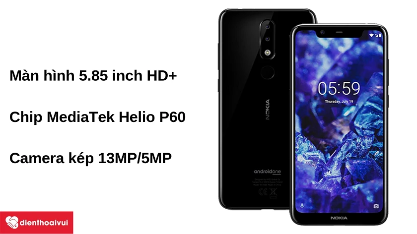 Điện thoại Nokia 5.1 Plus &ndash; m&agrave;n h&igrave;nh 5.86 inch, chip MediaTek Helio P60, camera k&eacute;p 13MP/5MP