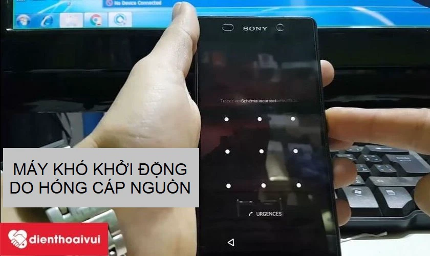 m&aacute;y kh&ocirc;ng l&ecirc;n do hỏng c&aacute;p nguồn