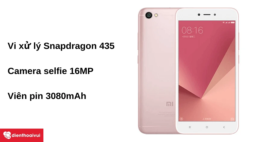 Điện thoại Xiaomi Redmi Note 5A &ndash; chip Snapdragon 435, camera selfie 16MP, dung lượng pin 3080 mAh