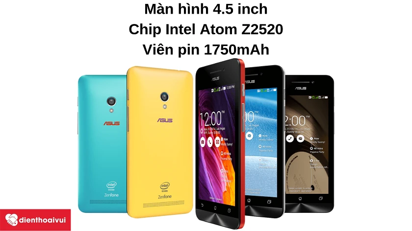 Điện thoại Asus Zenfone 4.5 – màn hình 4.5 inch, chip Intel Atom, viên pin 1750 mAh