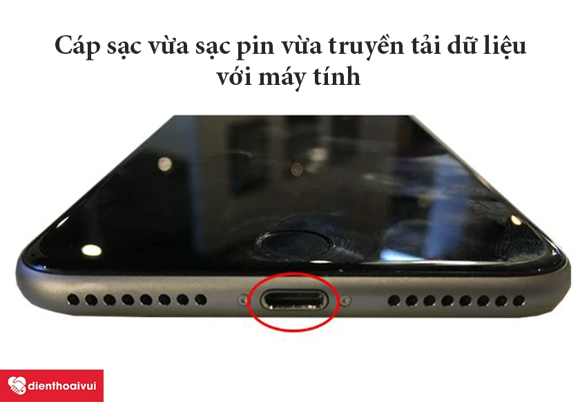 iPhone 7 Plus &ndash; C&aacute;p sạc vừa sạc pin vừa truyền tải dữ liệu với m&aacute;y t&iacute;nh